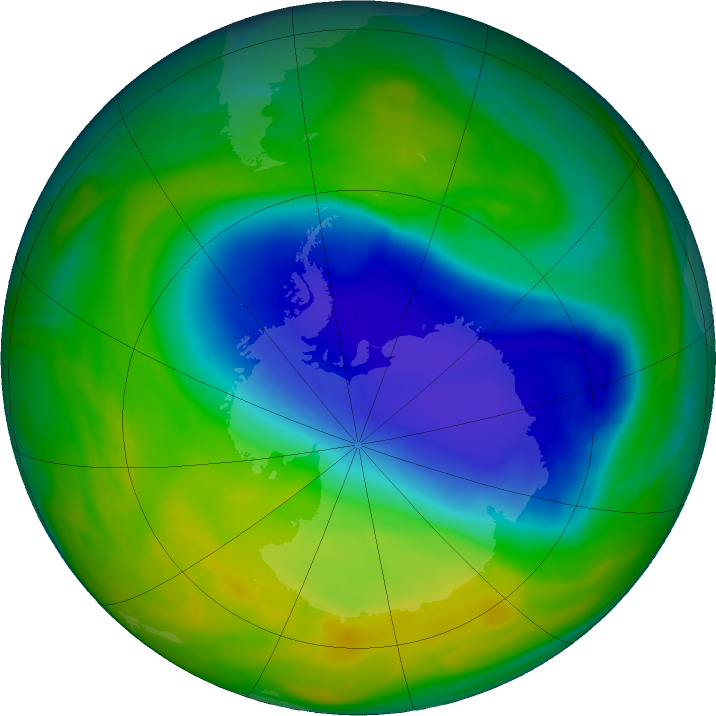 Antarctic ozone map for 04 November 2016